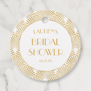 Elegant guld geometrisk Art Deco bröllopsdusch Gåvor Etiketter