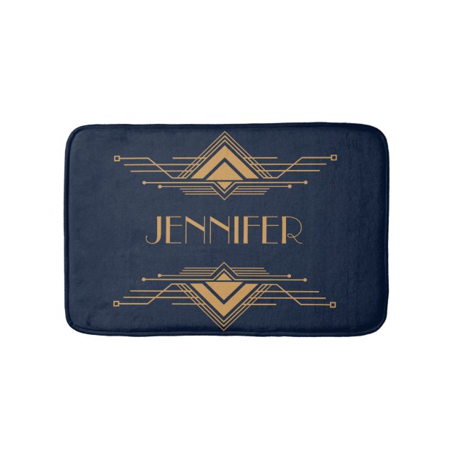 Elegant guld geometrisk Art Deco-design Badrumsmatta (Framsidan)