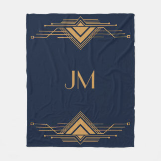 Elegant guld geometrisk Art Deco-design Fleecefilt