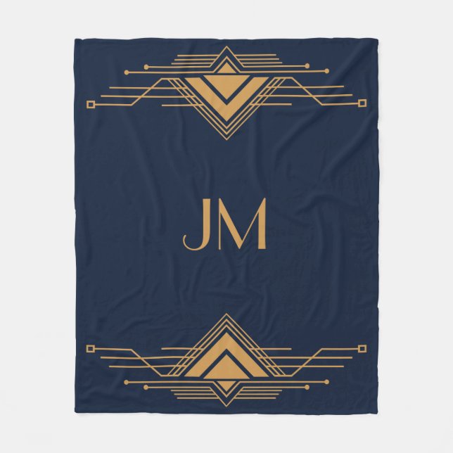 Elegant guld geometrisk Art Deco-design Fleecefilt (Framsidan)