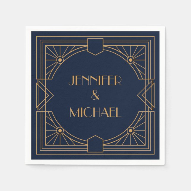 Elegant guld geometrisk Art Deco-design Pappersservett (Framsidan)