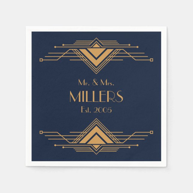 Elegant guld geometrisk Art Deco-design Pappersservett (Framsidan)