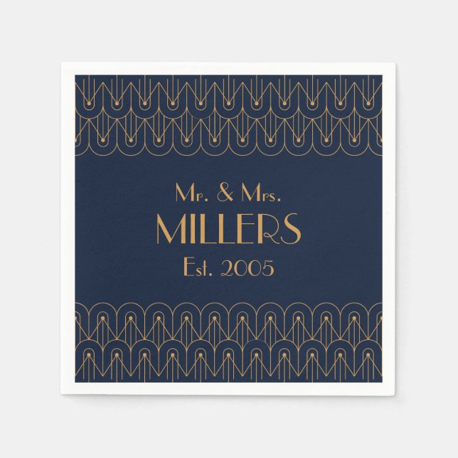 Elegant guld geometrisk Art Deco-design Pappersservett (Framsidan)