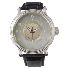 Elegant Guld Geometrisk Mörk Läder Slank Anpassad Armbandsur