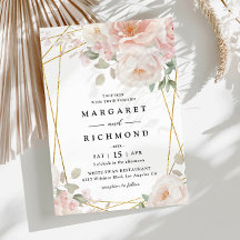Elegant Guld Geometrisk Rosé Rosa Blommig Bröllop