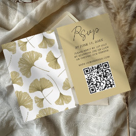 Elegant guld Ginkgo-blad bröllops-svarskort OSA Kort
