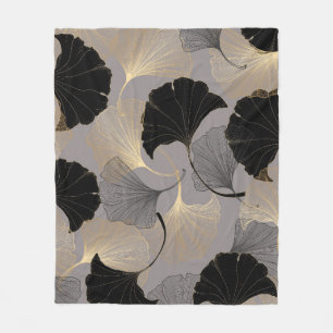 Elegant guld Ginkgo, vintagens bakgrund. Fleecefilt