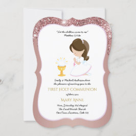 Elegant Guld Girls First Heliga Communion Inbjudningar