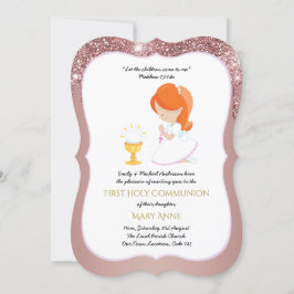 Elegant Guld Girls First Heliga Communion Inbjudningar