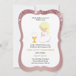 Elegant Guld Girls First Heliga Communion Invit Inbjudningar