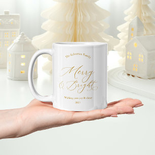 Elegant guld ”Glad och ljus” julmugg Kaffemugg