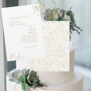 Elegant Guld Glam Blommigt No Parents Bröllop Inbjudningar