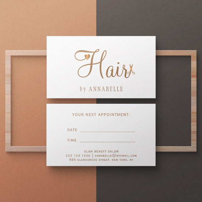 Elegant guld glam frisstylist salon tidsbeställning kort (Skapare uppladdad)