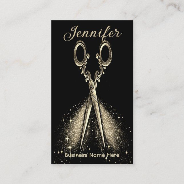 Elegant Guld Glam Hairstylist Möte Tidsbeställning Kort (Framsida)