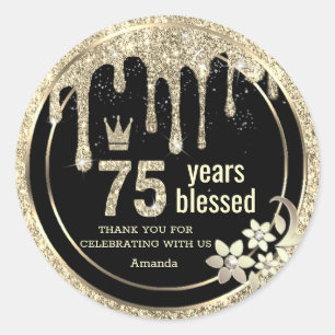 Elegant Guld Glamor Drives Tack Runt Klistermärke