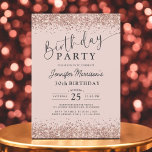 Elegant Guld,  Glitter 30års födelsedag vid Ro Inbjudningar<br><div class="desc">Fira en gnistrande 30:e dag med den här Elegant Ro Guld födelsedagsinbjudan till Glitter! Med en mjuk bakgrund och faux-accents från ro guld glitter blandar den här designen modern glam med tidlös elegans. Helt redigerbart är det perfekten att anpassa sig med hedersgästens namn, ålder och party-detaljer - perfekt för en...</div>