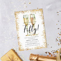 Elegant Guld Glitter 50:e Födelsedagsfesten