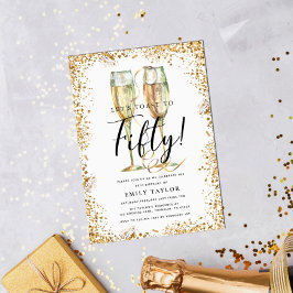 Elegant Guld Glitter 50:e Födelsedagsfesten Inbjudningar