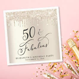 Elegant Guld Glitter 50:e Födelsedagsfesten Pappersservett