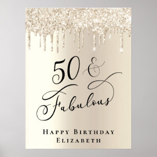 Elegant Guld Glitter 50:e Födelsedagsfesten Poster