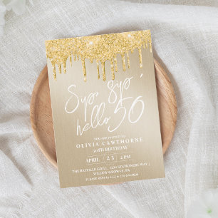 Elegant Guld Glitter 50:e inbjudan till foto på fö