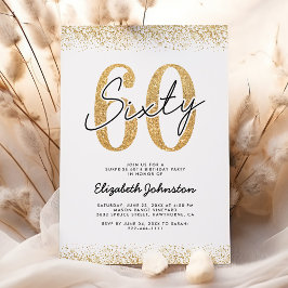 Elegant Guld Glitter 60-års Födelsedagsinbjudan Inbjudningar