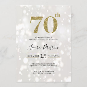 Elegant Guld Glitter 70:e födelsedagen Inbjudningar