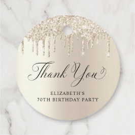Elegant Guld Glitter 70:e Födelsedagsfesten Tack Gåvor Etiketter