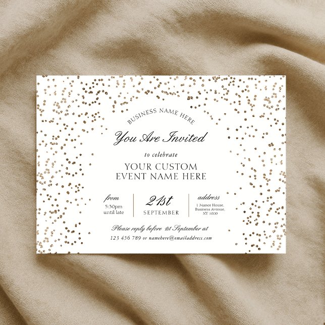 Elegant Guld Glitter Affärs Gala Middag Event Inbjudningar (Skapare uppladdad)