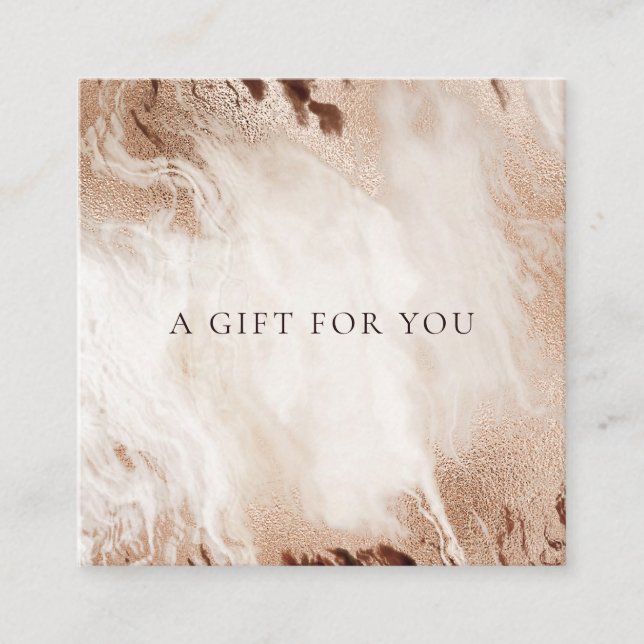 Elegant Guld Glitter Agate Marble Gift Certificate Fyrkantigt Visitkort (Framsida)