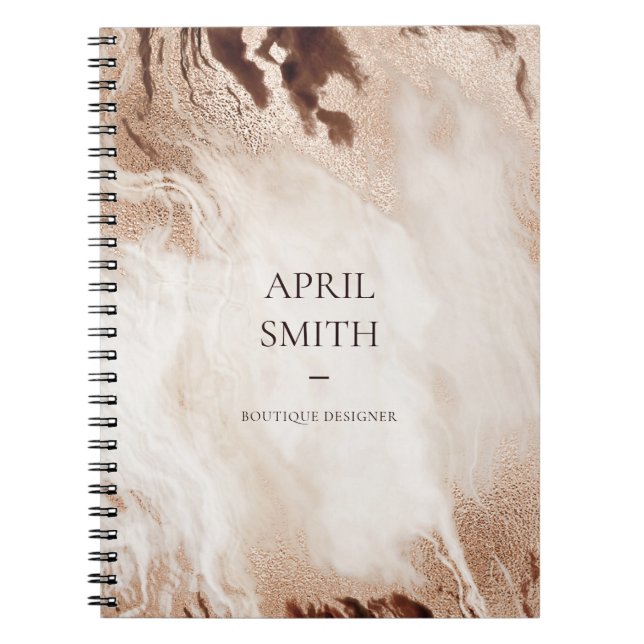 Elegant Guld Glitter Agate Marble Struktur Beige Anteckningsbok (Framsidan)