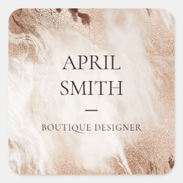 Elegant Guld Glitter Agate Marble Struktur Beige Fyrkantigt Klistermärke