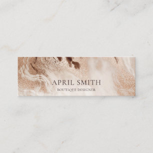 Elegant Guld Glitter Agate Marble Struktur Beige Mini Visitkort