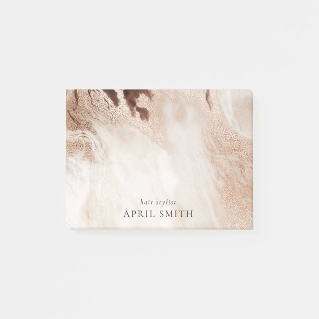 Elegant Guld Glitter Agate Marble Struktur Beige Post-it Block (Framsida)