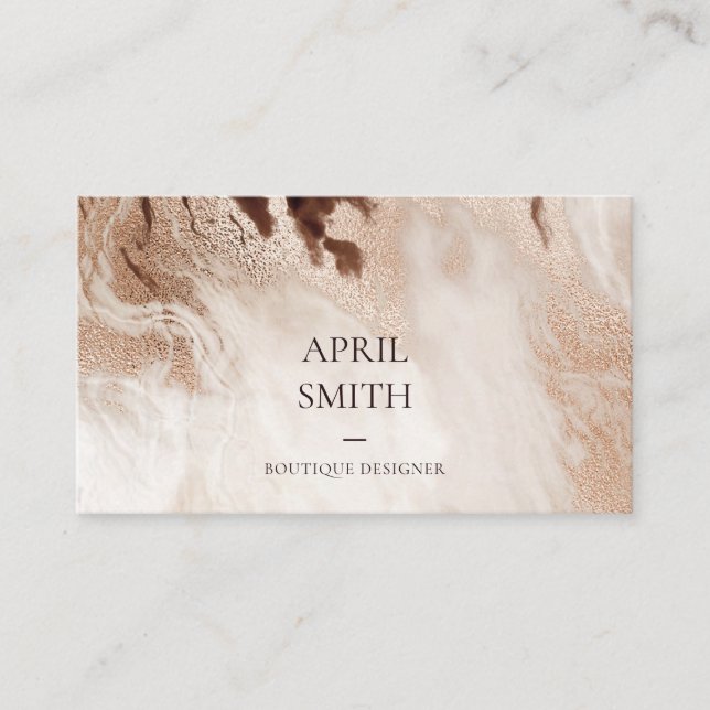 Elegant Guld Glitter Agate Marble Struktur Beige Visitkort (Framsida)