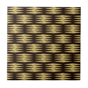 Elegant Guld Glitter Art Deco Mönster Dekorativ Kakelplatta