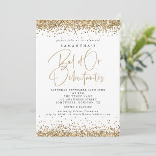 Elegant Guld Glitter Bal D eller Debutantantes Par Inbjudningar