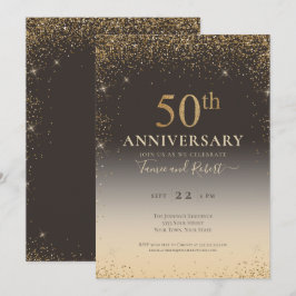 Elegant Guld Glitter Ballong 50-årsjubileum Inbjudningar