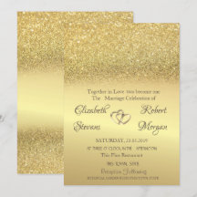 Elegant guld glitter bokeh bröllopsinbjudan