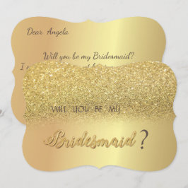 Elegant guld glitter bokeh brudtärna kort