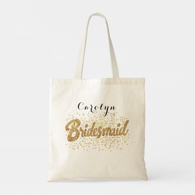 Elegant Guld Glitter Bridesmaid Tygkasse (Baksida)
