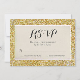 Elegant Guld Glitter Bröllop Svarskort OSA Kort