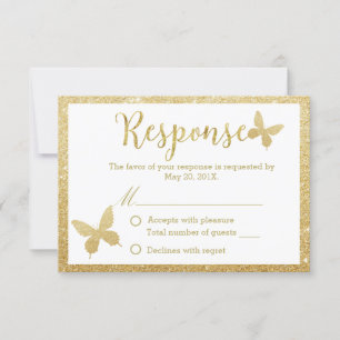 Elegant Guld Glitter Butterfly Bröllop svar