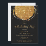 Elegant Guld Glitter Circle 60:e Födelsedagsfesten Inbjudningar<br><div class="desc">En faux guld-folie med abstrakt med utstrålande linjer,  med svart bakgrund,  med en sprinkl. glitter. Sofistikerad och glamorös. En chic 60:e födelsedagsfesten inbjudan. Beställ den i utskrift,  i digital form eller både i utskrift och i digital form. Anpassa för vilken ålder som helst!</div>