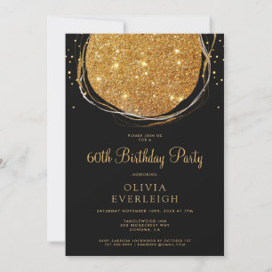 Elegant Guld Glitter Circle 60:e Födelsedagsfesten Inbjudningar
