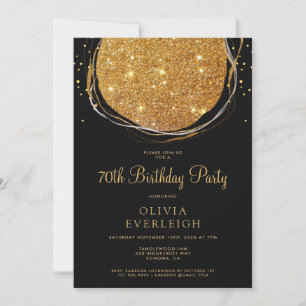 Elegant Guld Glitter Circle 70:e Födelsedagsfesten Inbjudningar