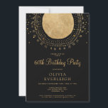 Elegant Guld Glitter Cirkel 60 Födelsedagsfester i Inbjudningar<br><div class="desc">En faux guld-folie med abstrakt med utstrålande linjer,  med svart bakgrund,  med en sprinkl. glitter. Sofistikerad och glamorös. En chic 60:e födelsedagsfesten inbjudan. Beställ den i utskrift,  i digital form eller både i utskrift och i digital form. Anpassa för vilken ålder som helst!</div>