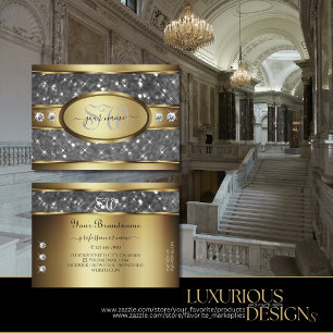 Elegant Guld Glitter Diamond Stars Initialer Visitkort