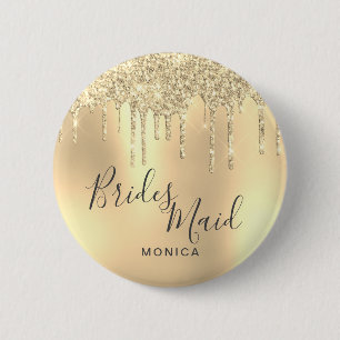 Elegant guld glitter droppar bridesmaid knapp