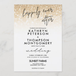 Elegant Guld Glitter efter Bröllop Inbjudningar